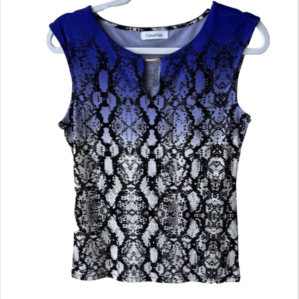 Calvin Klein - Purple Black and White Snake Print Keyhole Tank Top M/L - Picture 9 of 14